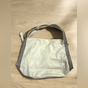 A.V.V Japan Faux Leather Beige Metal Studded Bag Sparkly Glam Hobo Handbag